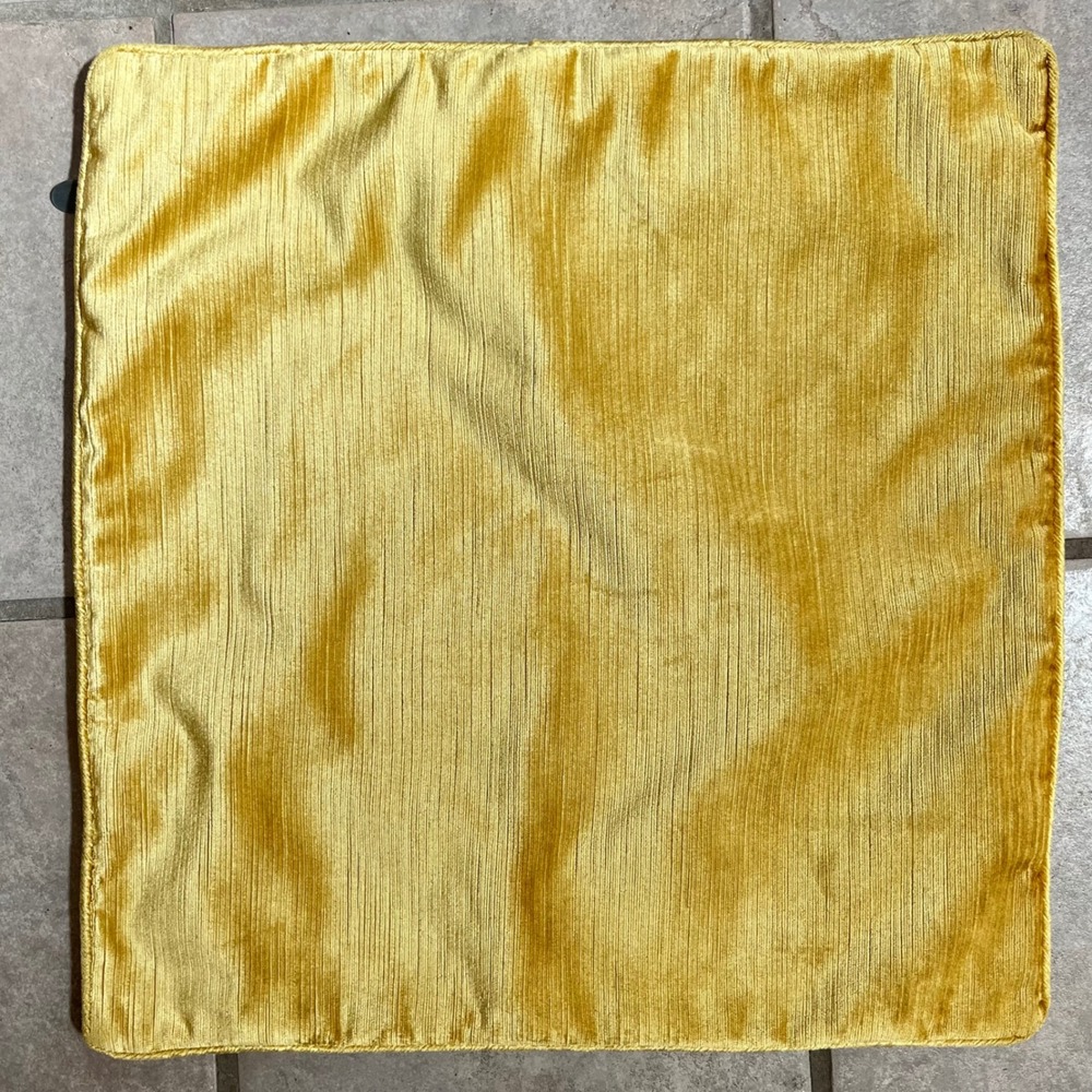 Pier 1 Imports Velvet Ribbed Throw Pillow Cover Mustard Gold 19x19 Boho Chic